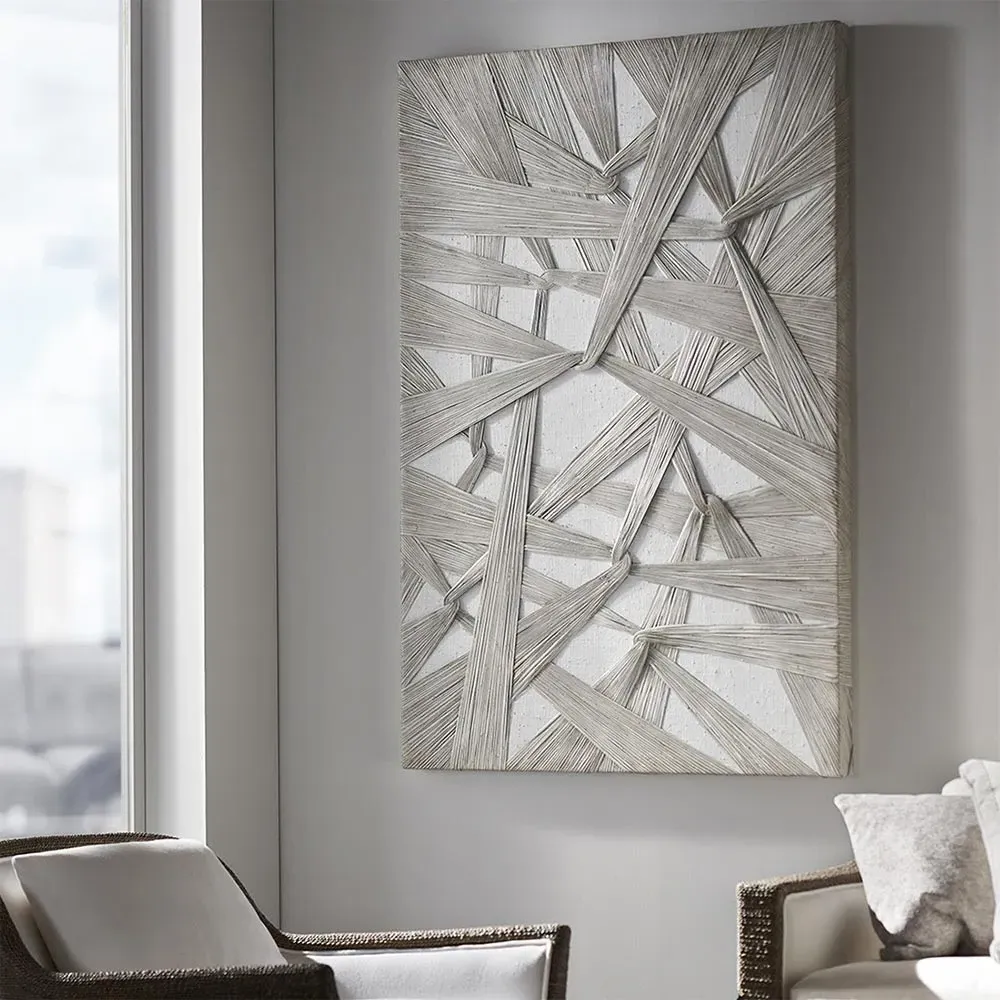 Janell Wall Sculpture - Grey Wash, Natural Rattan