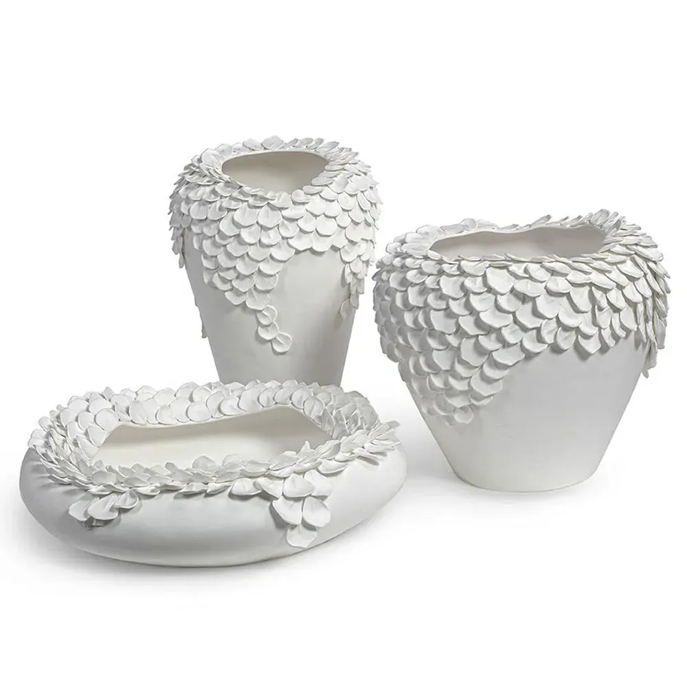 Jasmine Tall Decorative Vase - White, Bone China