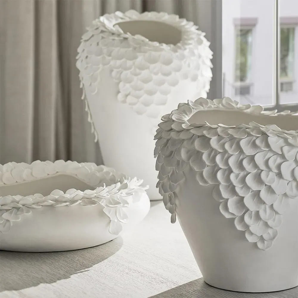 Jasmine Tall Decorative Vase - White, Bone China