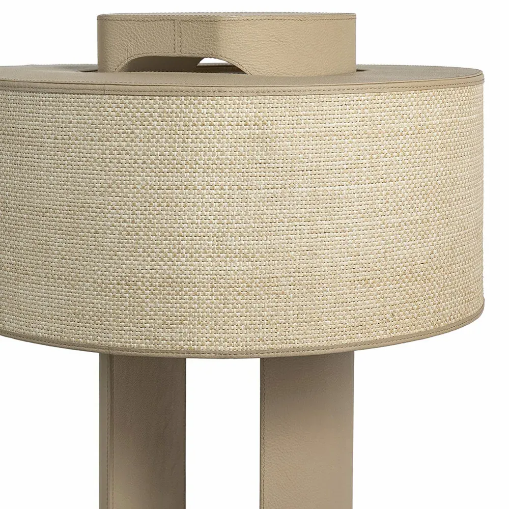 Katya Table Lamp with Raffia Shade - Natural, Wood