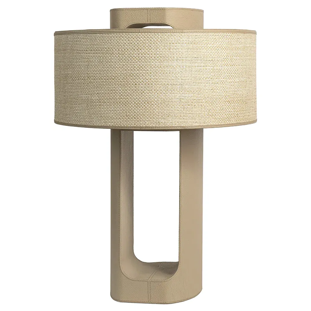Katya Table Lamp with Raffia Shade - Natural, Wood
