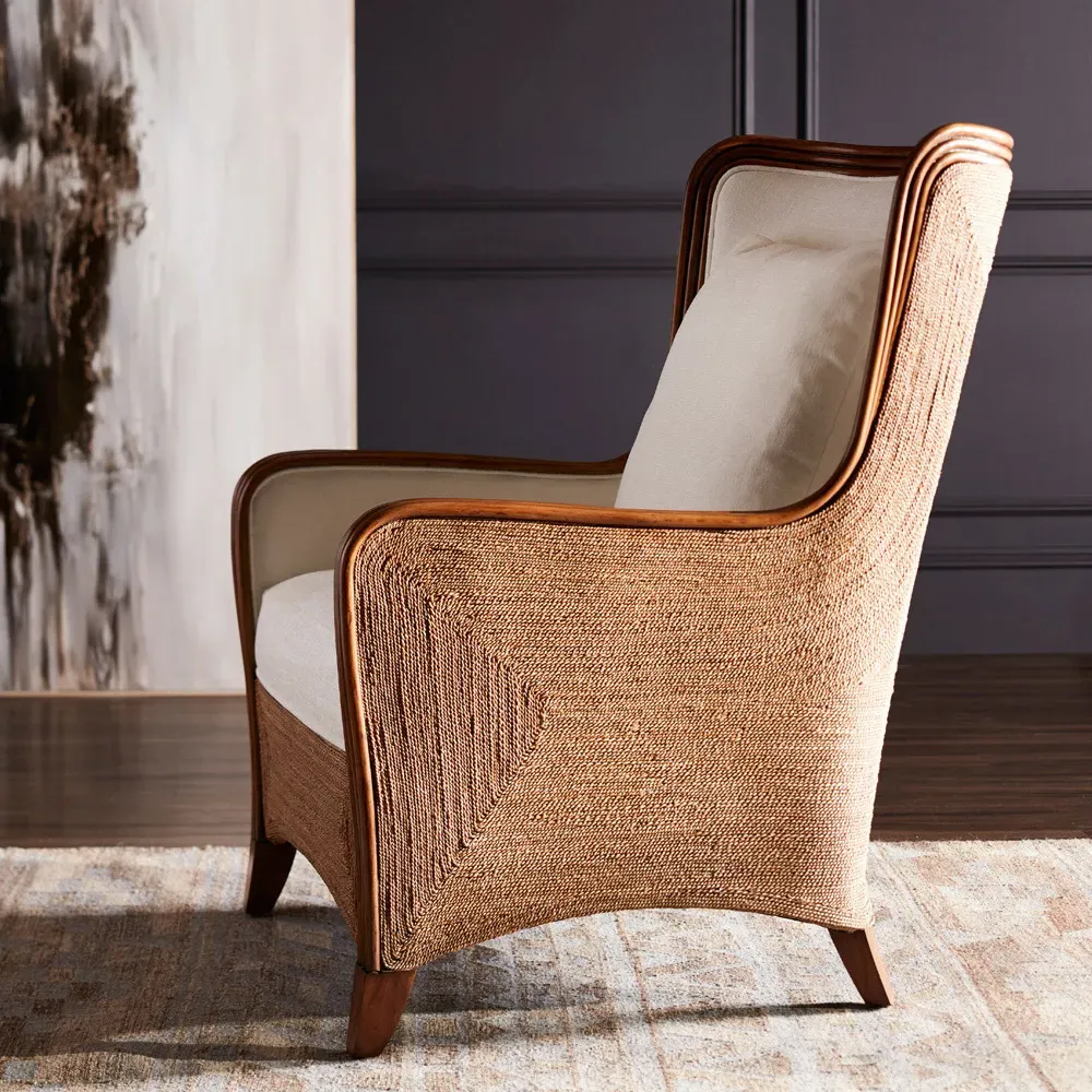 Kingston Wing Chair - Beige, Rattan