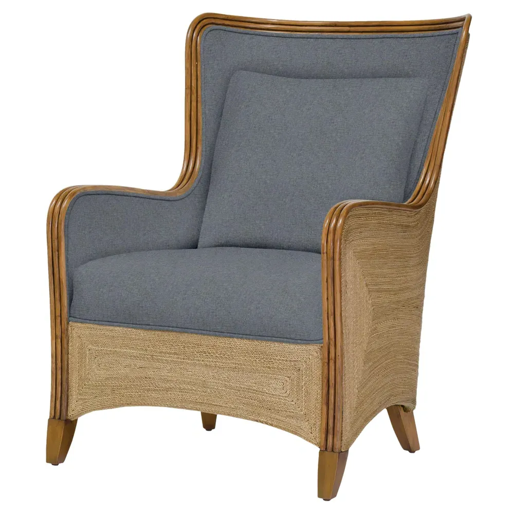 Kingston Wing Chair - Blue, Seagrass