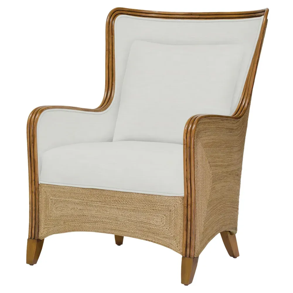 Kingston Wing Chair - White, Seagrass