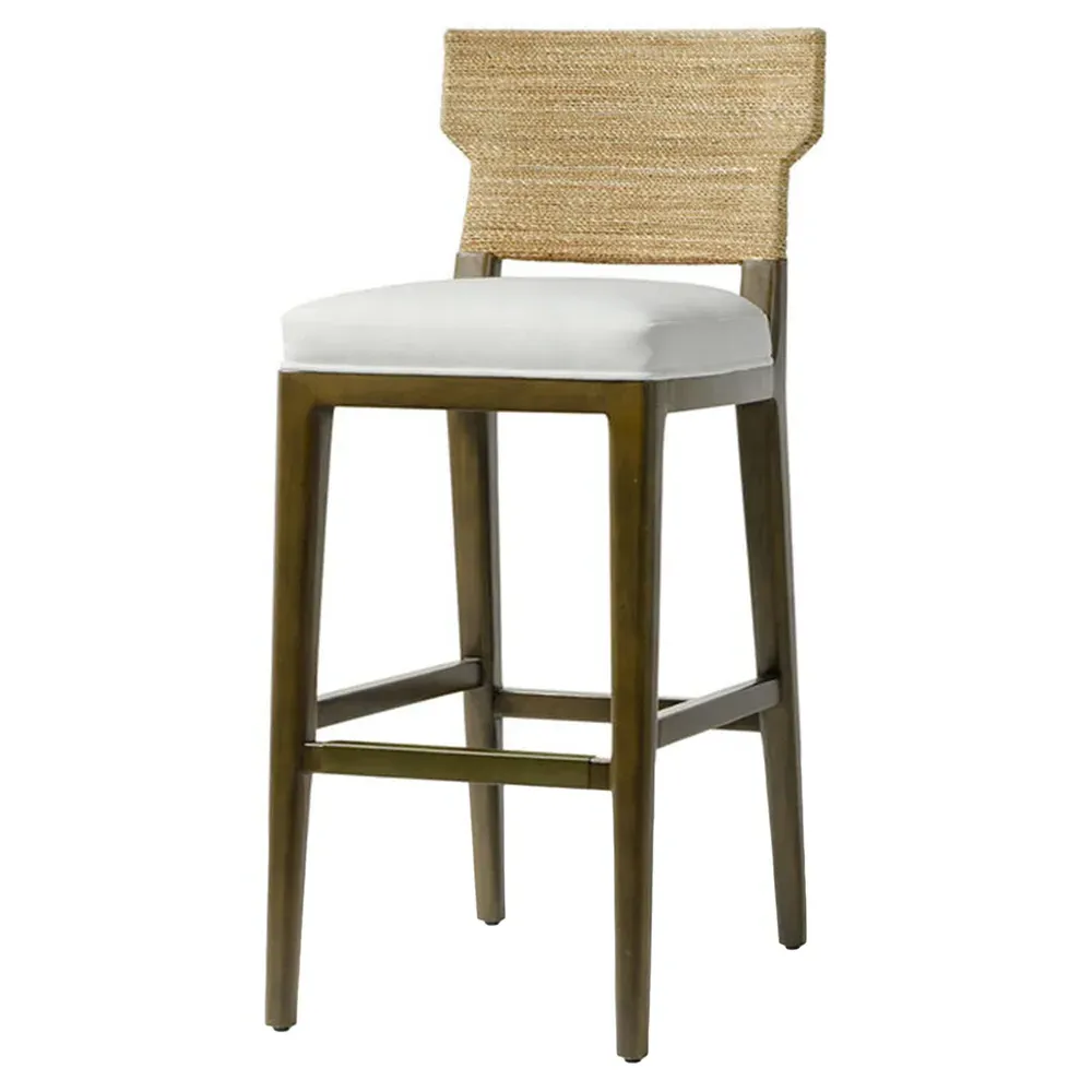 Kirby Bar Stool - White, Brown Rope