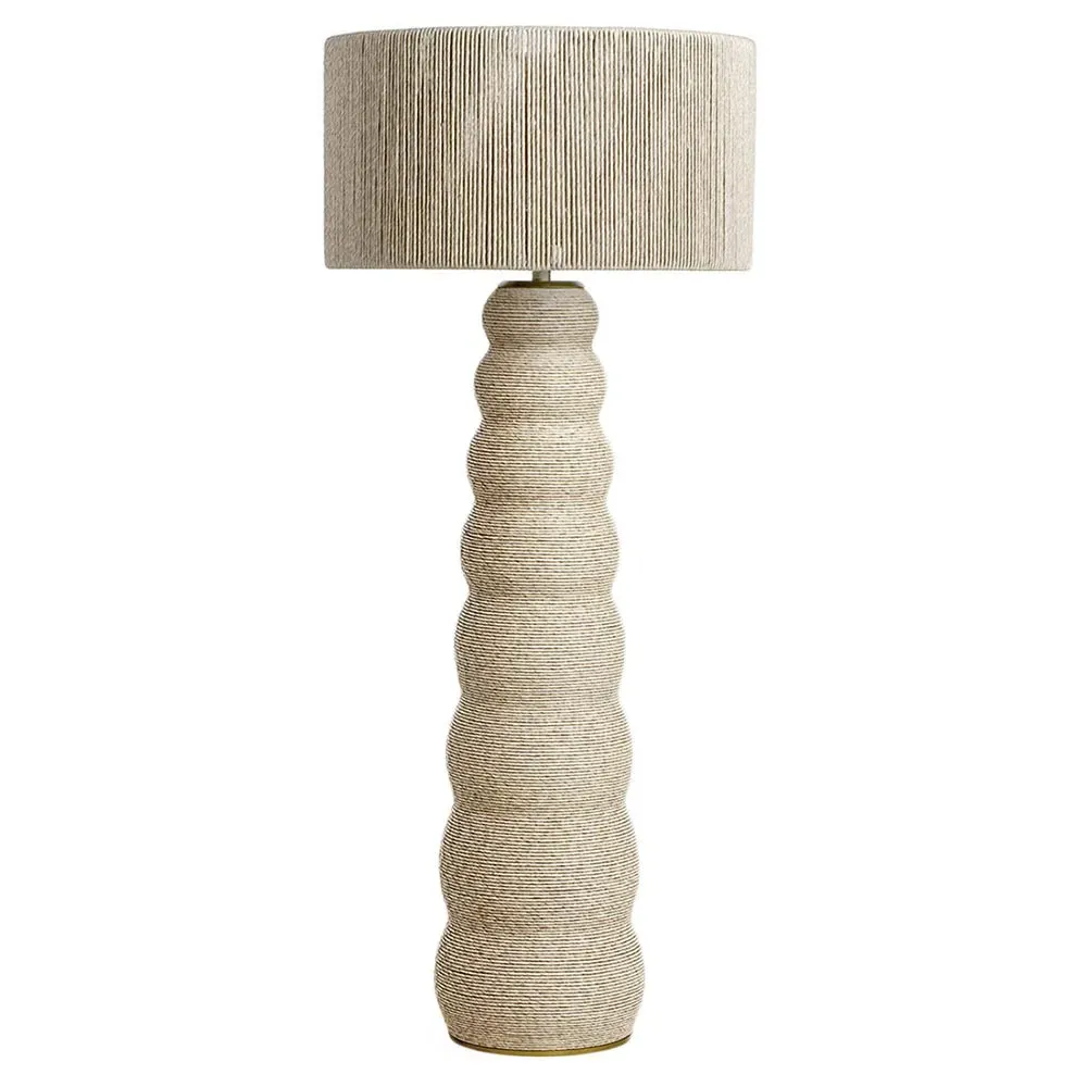 Kona Outdoor Floor Lamp - Beige, Synthetic Rattan