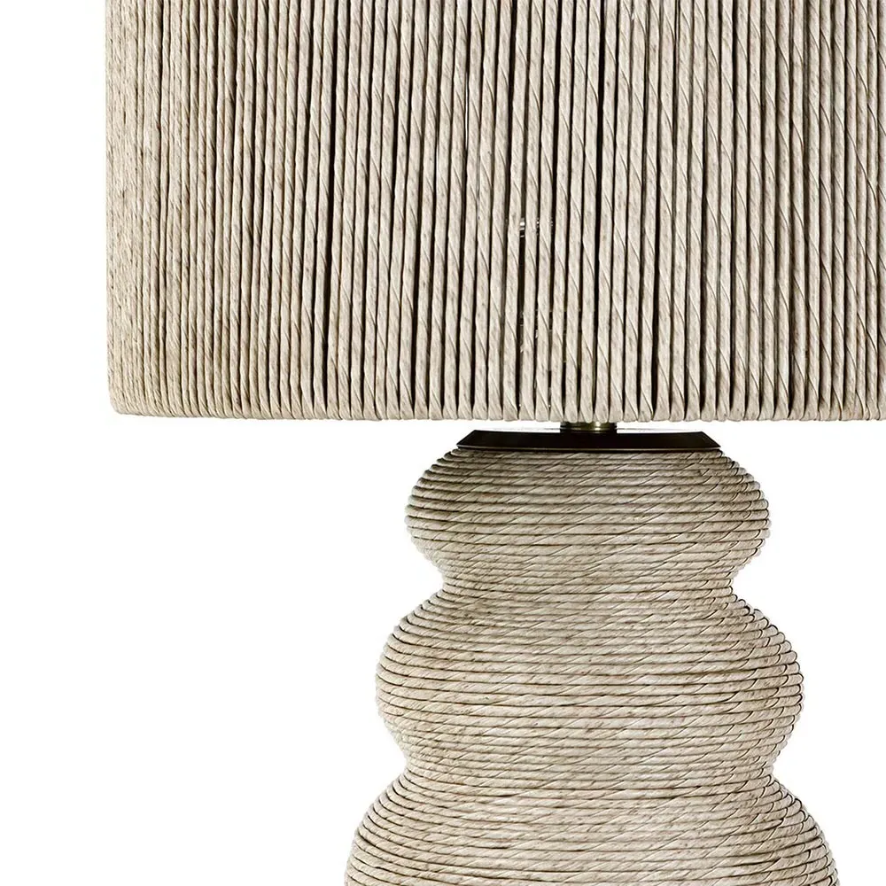 Kona Outdoor Table Lamp - Beige, Synthetic Rattan