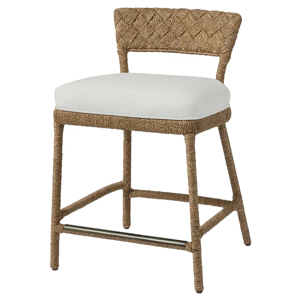 Lance Counter Stool - White, Rope