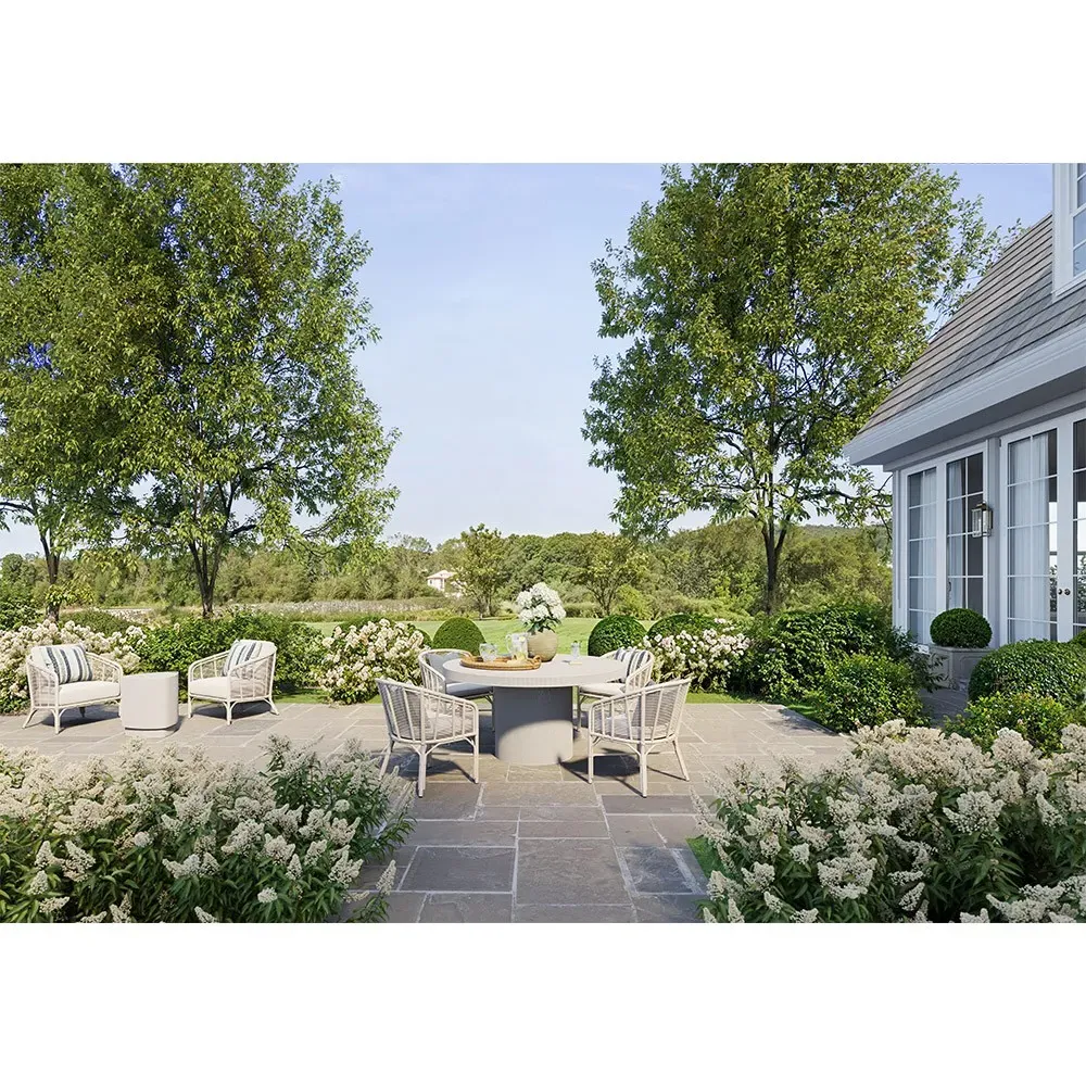 Largo Round Outdoor Dining Table - White, Stone