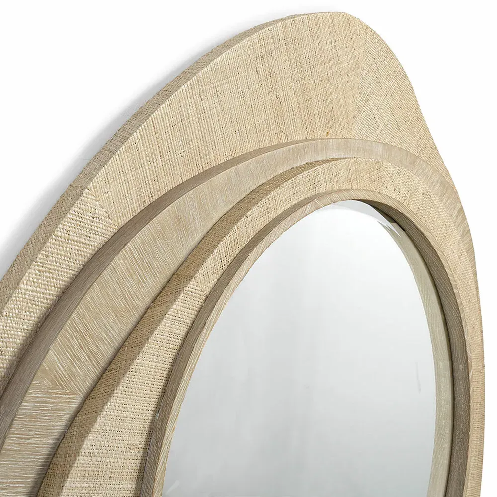 Larissa Round Wall Mirror - Natural, Raffia
