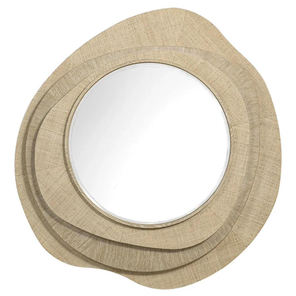 Larissa Round Wall Mirror - Natural, Raffia image