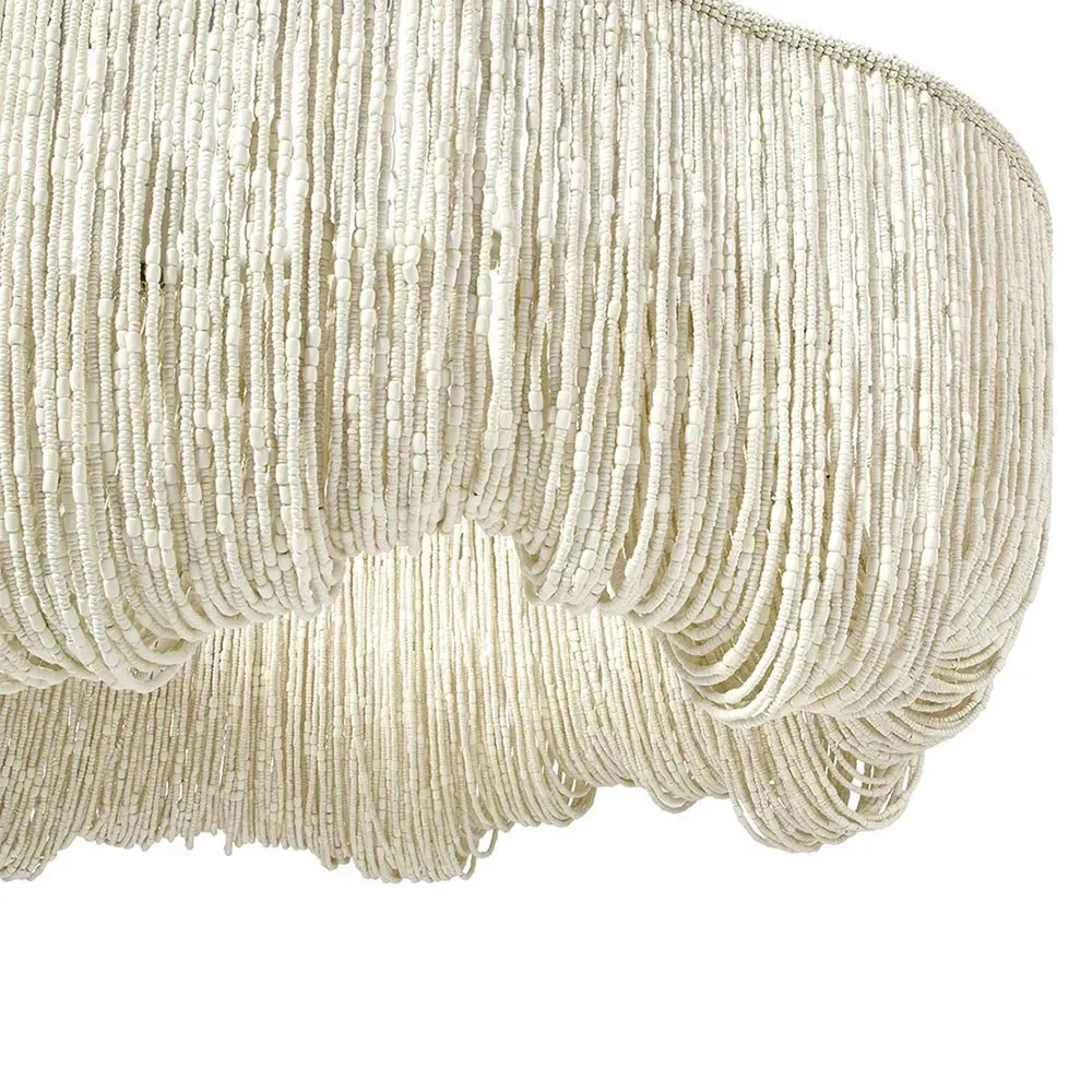Lola Coco Bead Chandelier with Metal Frame - Off White