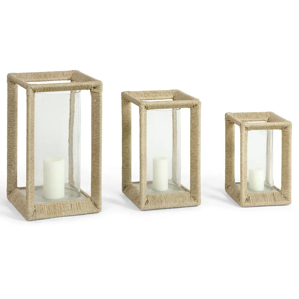 Marlow Large Hurricane - Beige, Abaca Rope