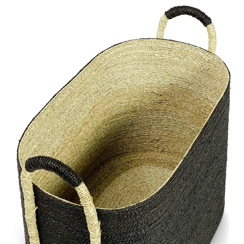 Mckinley Oval Decorative Basket - Black, Seagrass