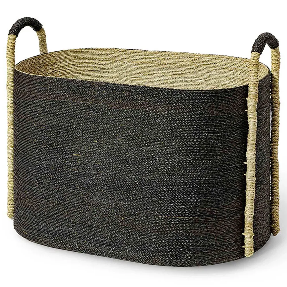 Mckinley Oval Decorative Basket - Black, Seagrass