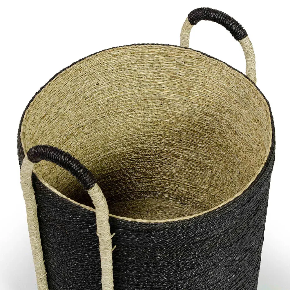 Mckinley Round Decorative Basket - Black, Seagrass