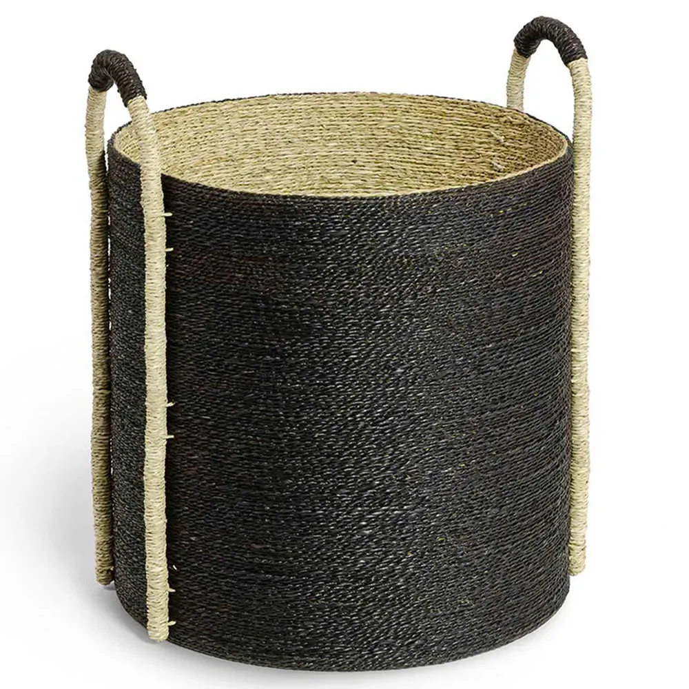 Mckinley Round Decorative Basket - Black, Seagrass image