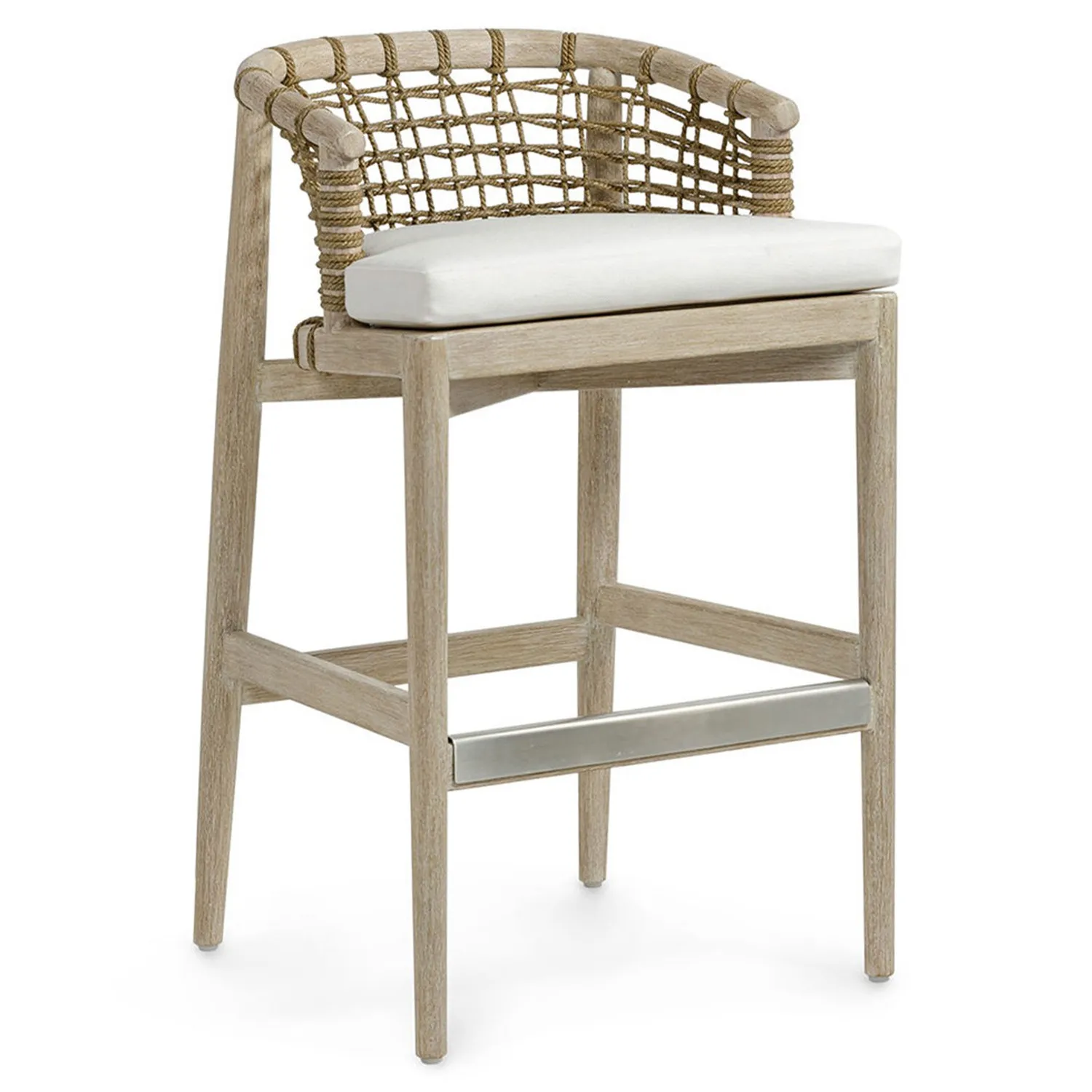 Melrose Barrel Bar Stool - Off White, Hardwood image