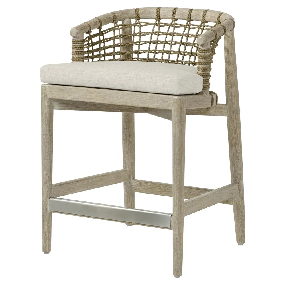Melrose Barrel Counter Stool - Beige, Hardwood