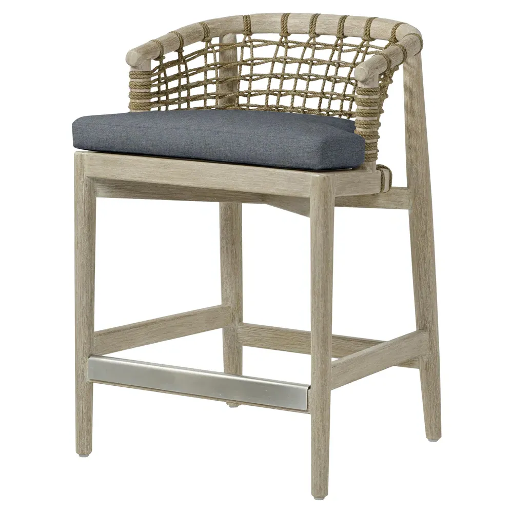 Melrose Barrel Counter Stool - Blue Slate, Hardwood