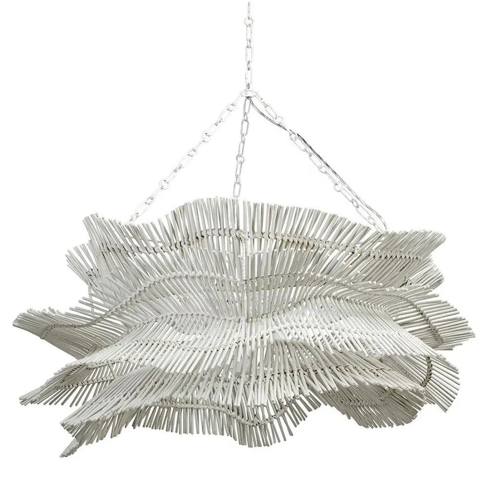 Miramar Rattan Chandelier - Chalk White