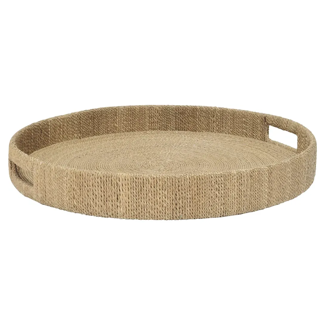 Monarch Large Round Tray - Beige, Seagrass Rope