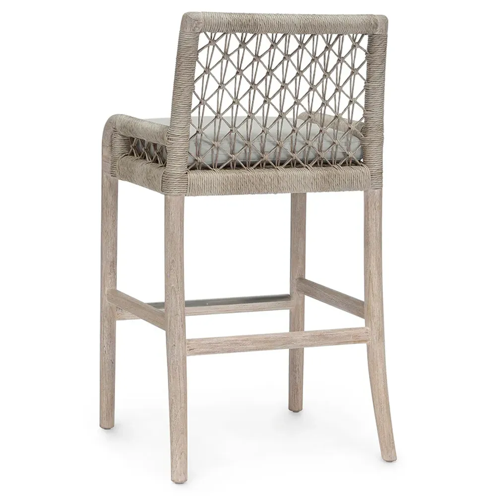 Montecito Outdoor Bar Stool - White, Teak