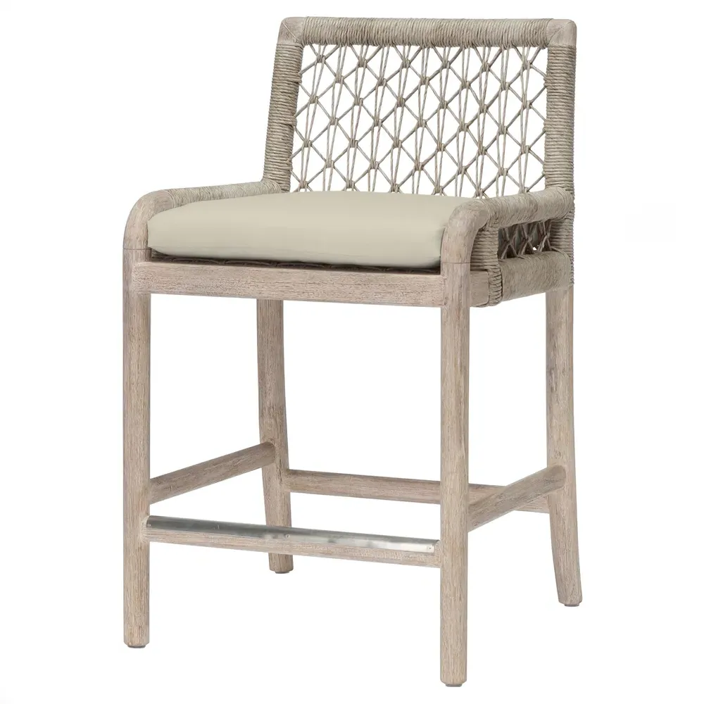 Montecito Outdoor Counter Stool - Beige, Teak