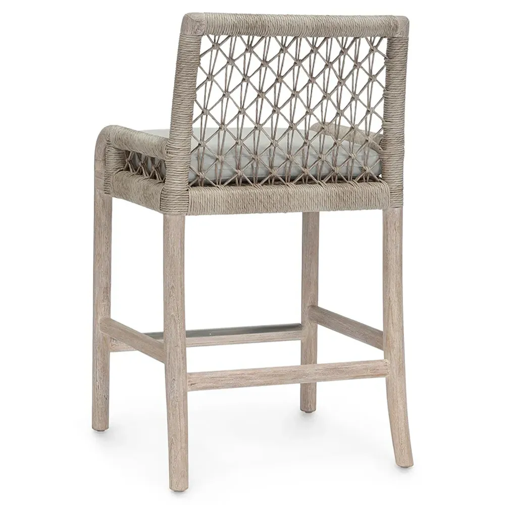 Montecito Outdoor Counter Stool - White, Teak