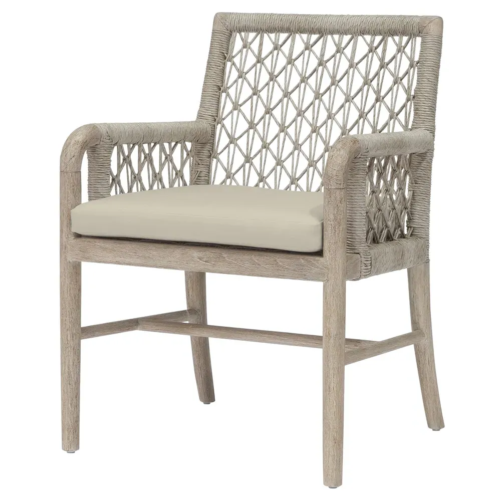 Montecito Outdoor Dining Arm Chair - Beige, Teak