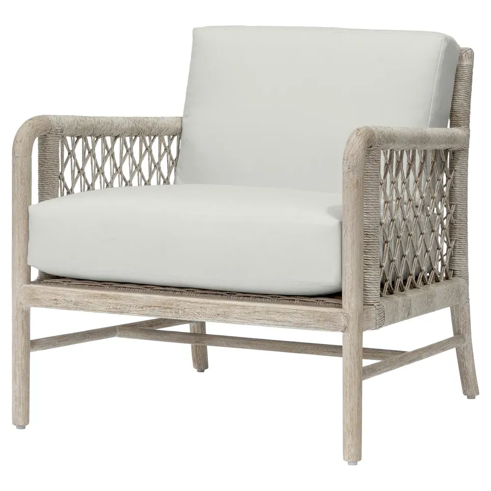 Montecito Outdoor Lounge Chair - White, Teak