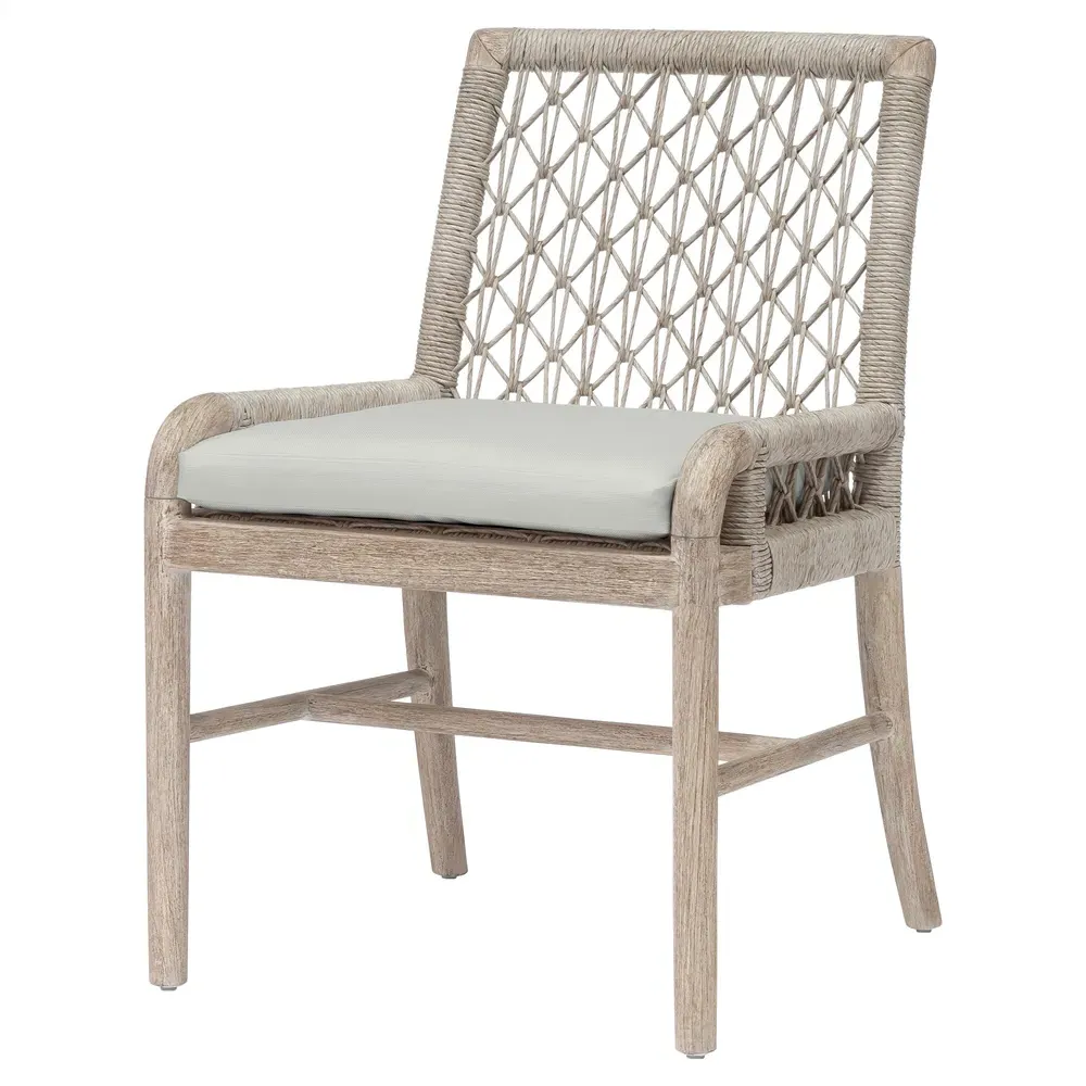 Montecito Outdoor Side Chair - White, Teak image