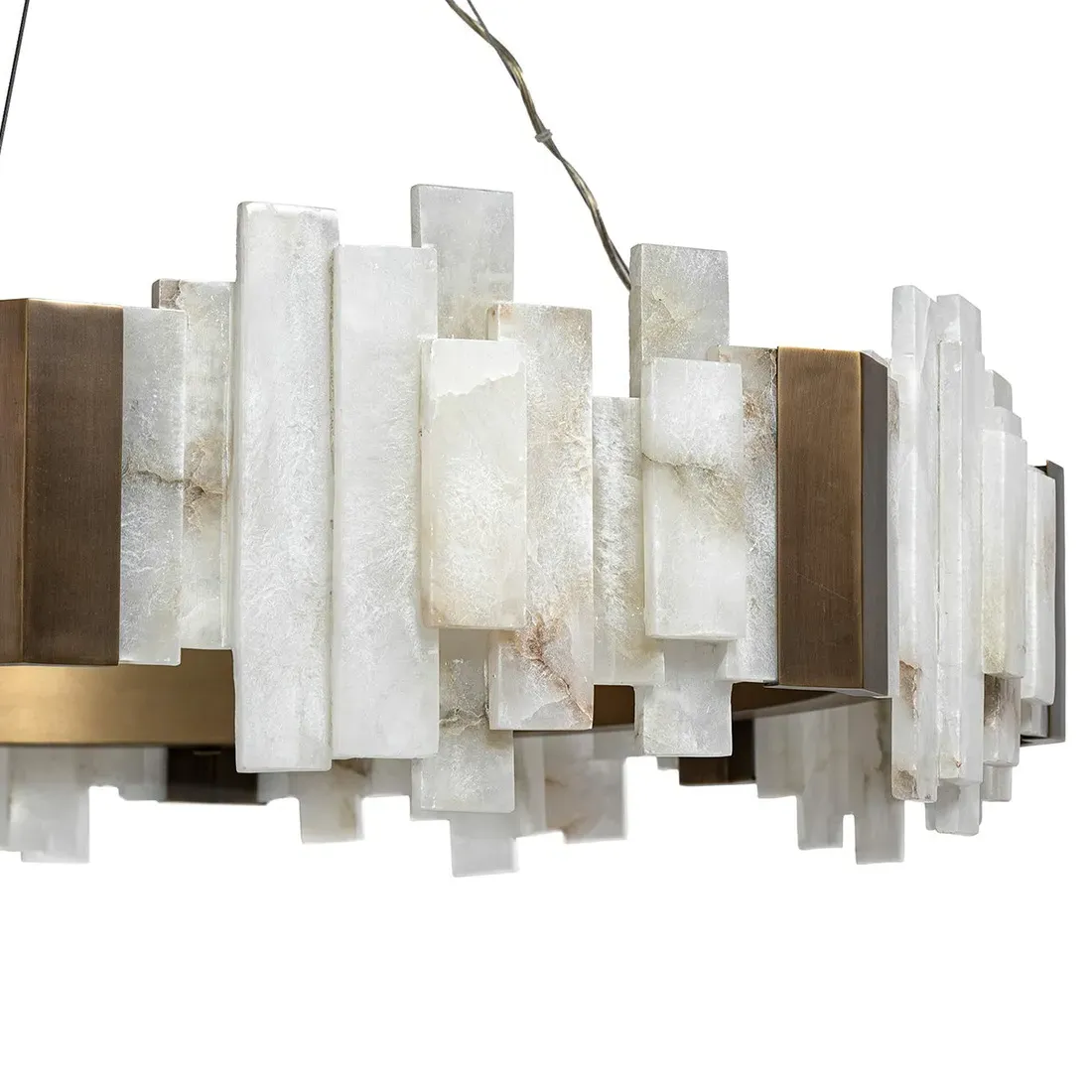 Montrose Chandelier - White Alabaster, Antique Brass