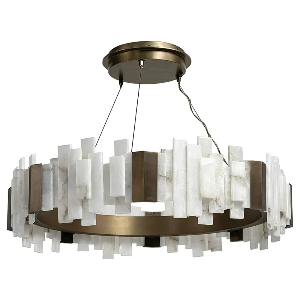 Montrose Chandelier - White Alabaster, Antique Brass