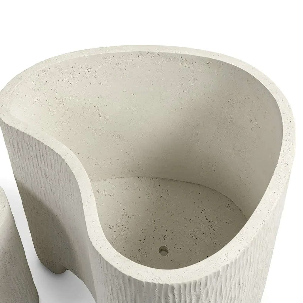 Nadia Large Planter - Aged White, Stone Composite