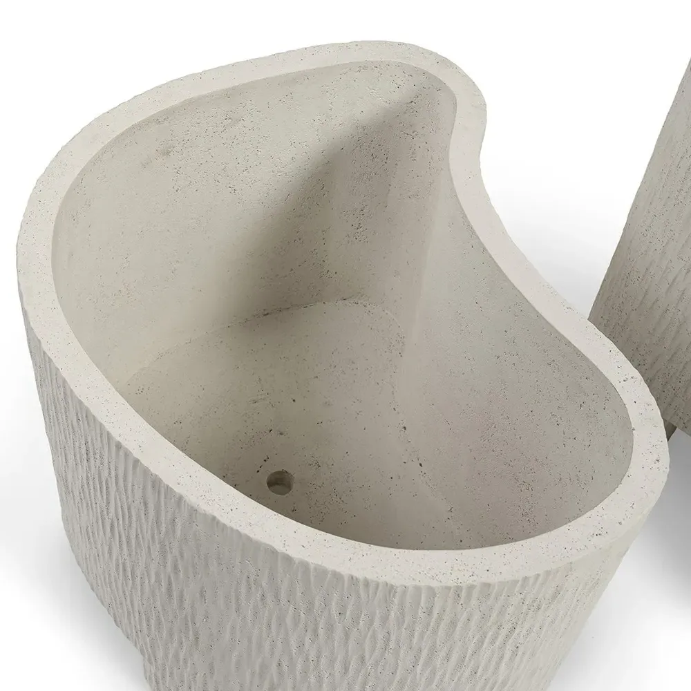 Nadia Large Planter - Aged White, Stone Composite