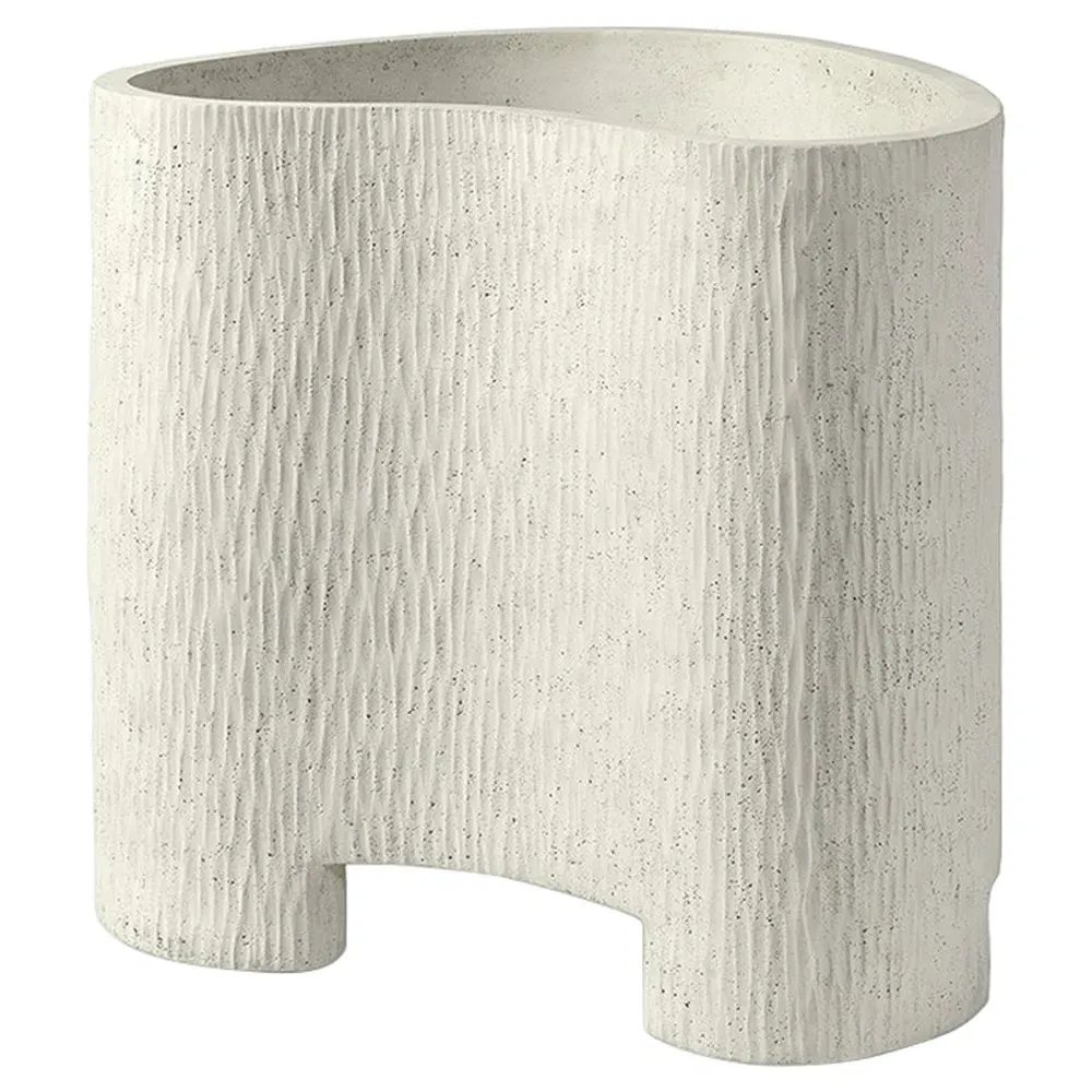 Nadia Large Planter - Aged White, Stone Composite