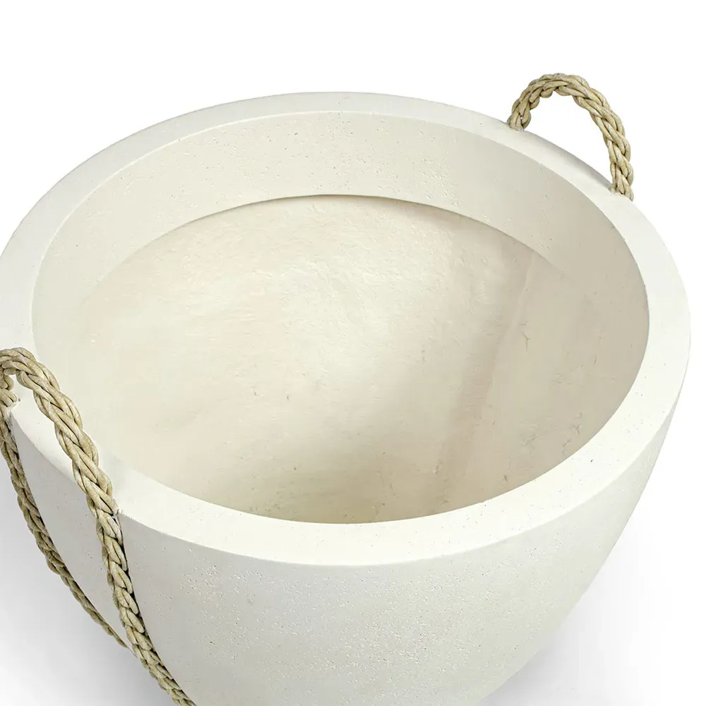 Nadine Large Round Outdoor Planter - White, Stonecast