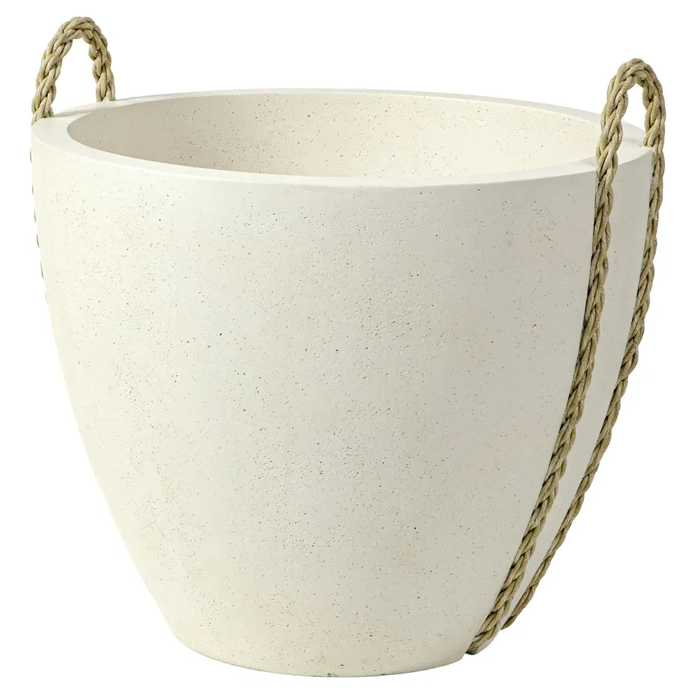 Nadine Large Round Outdoor Planter - White, Stonecast