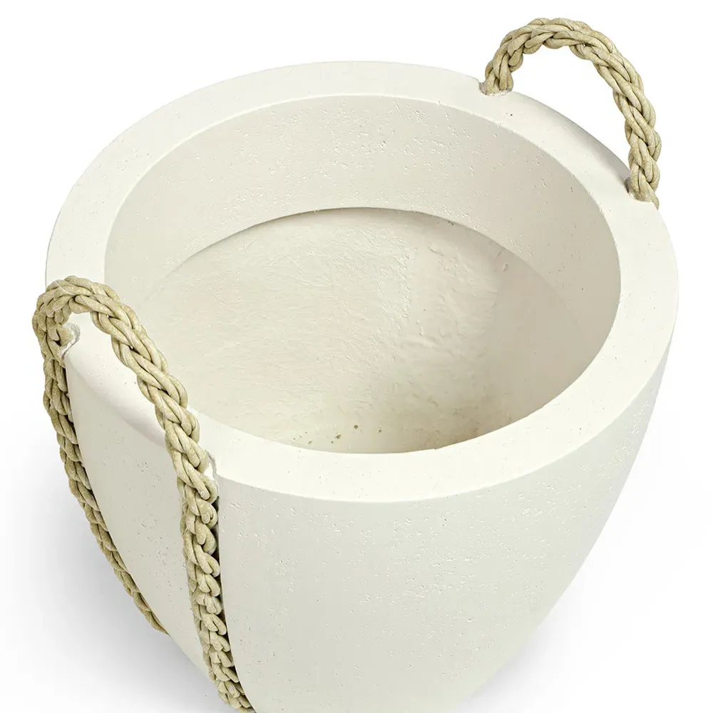 Nadine Small Round Outdoor Planter - White, Stonecast