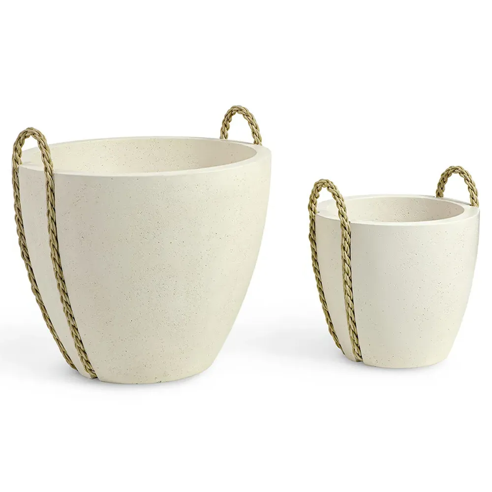 Nadine Small Round Outdoor Planter - White, Stonecast