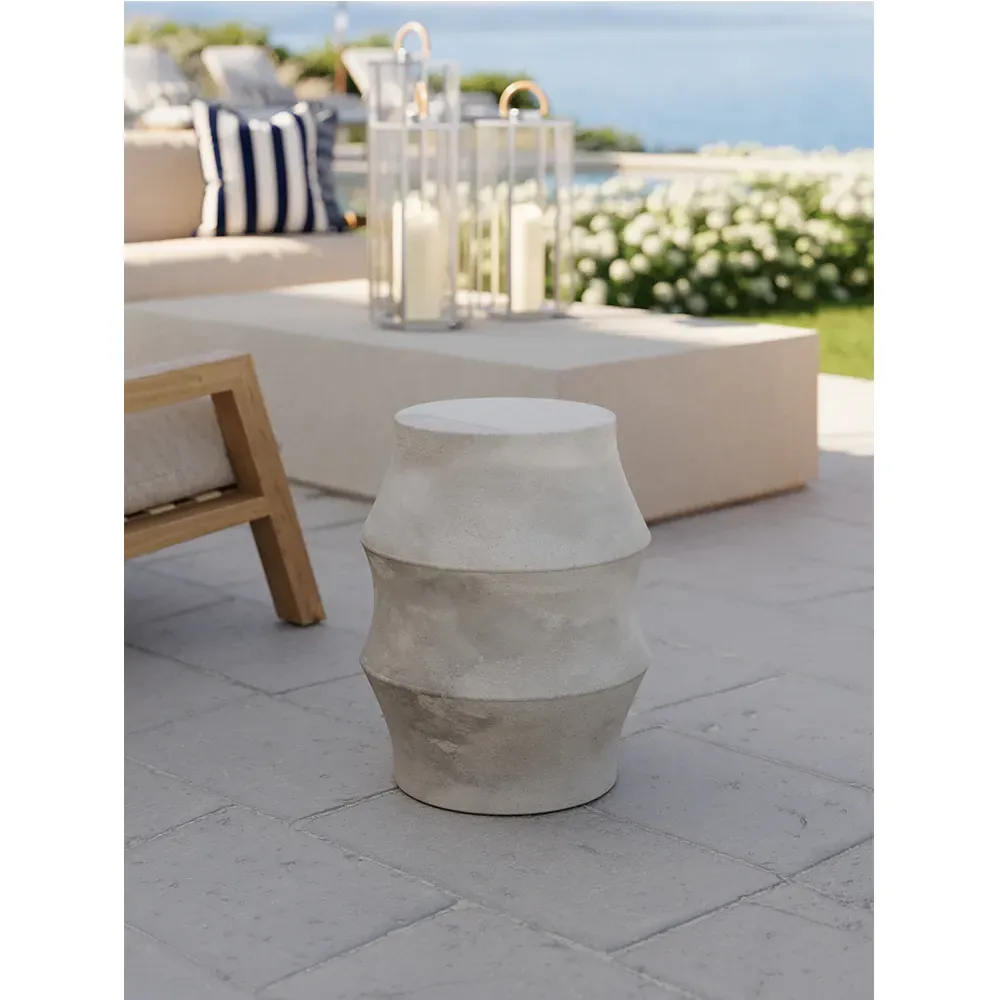 Nali Outdoor Stool - White, Stone Fiberglass