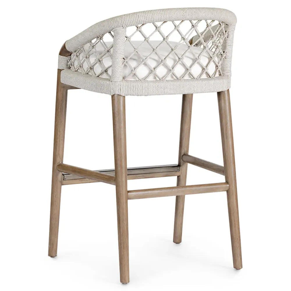 Otis Woven Rope Bar Stool - White, Hardwood