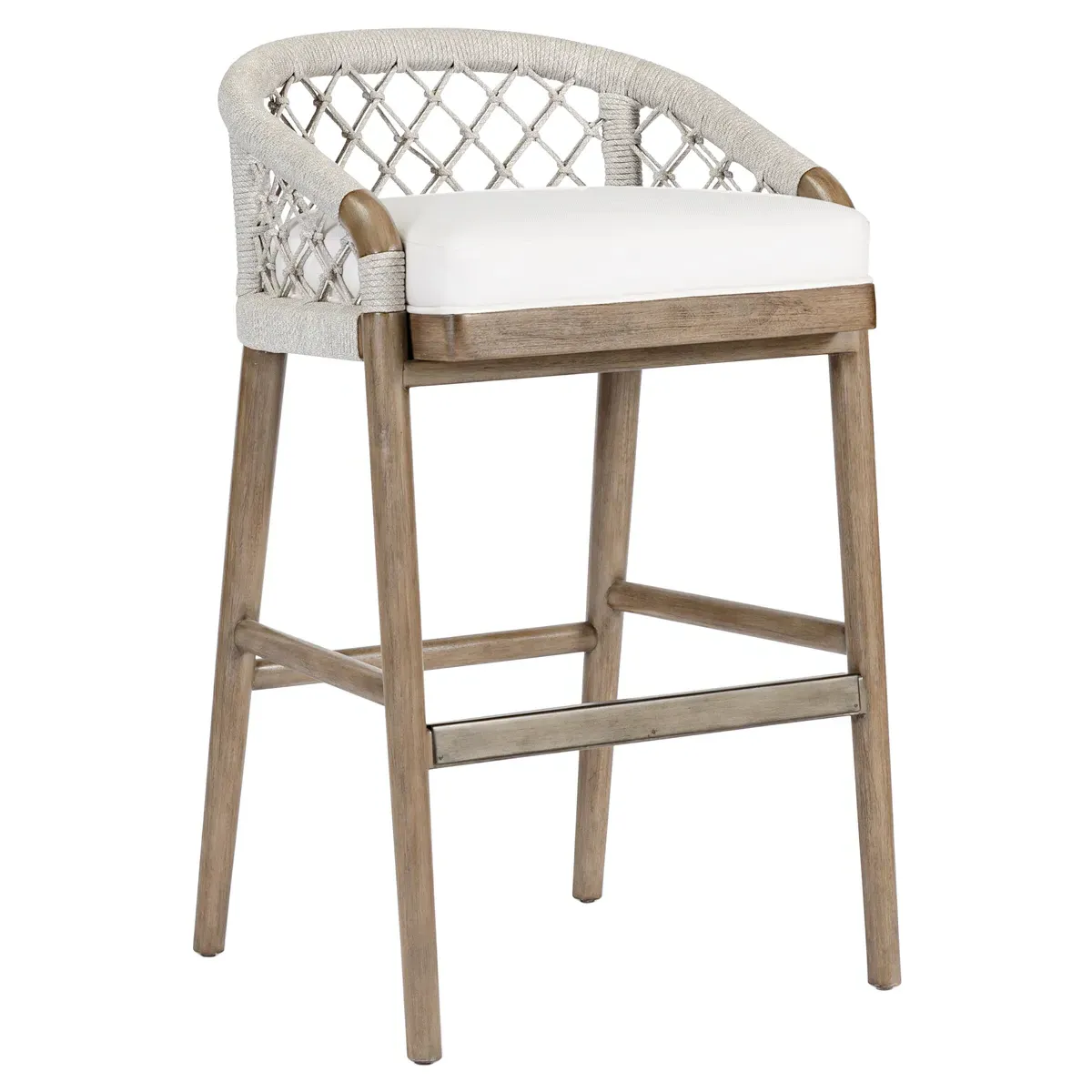 Otis Woven Rope Bar Stool - White, Hardwood