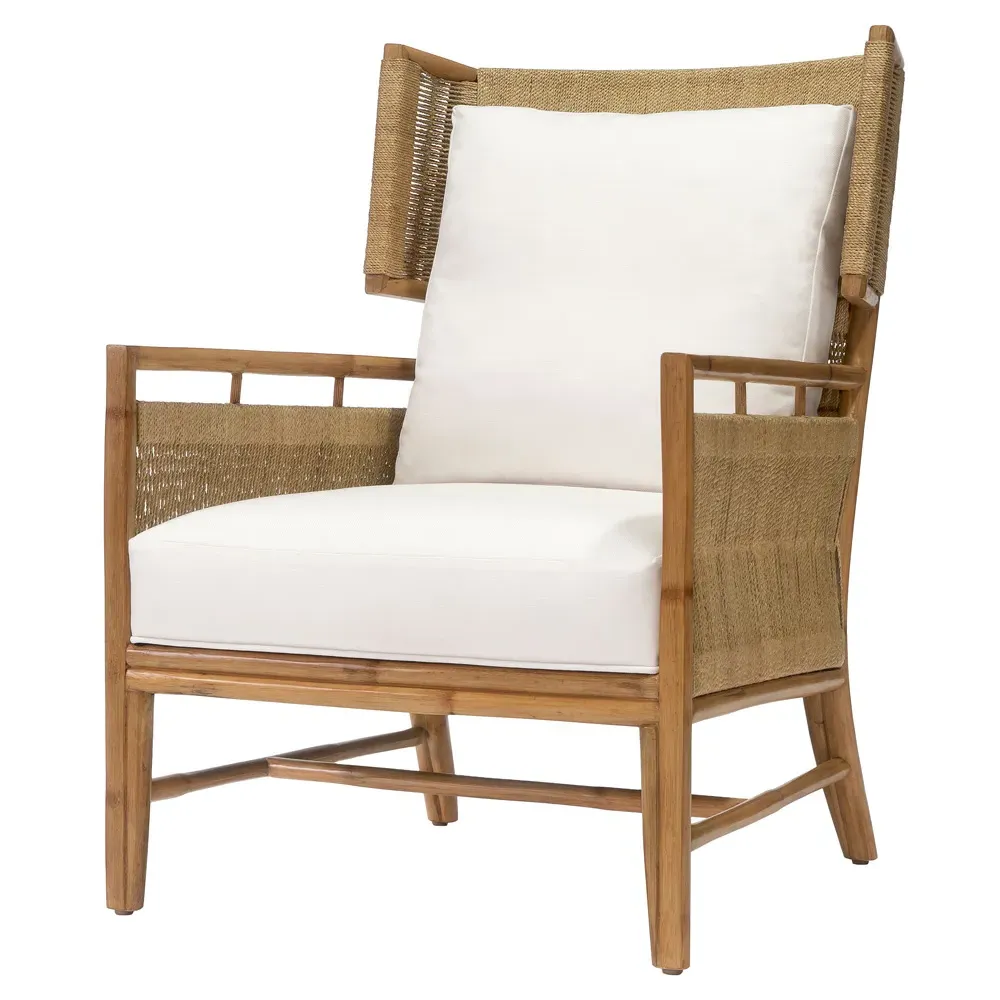 Owen Wing Chair - Off White, Rattan