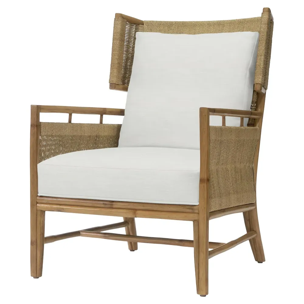 Owen Wing Chair - White, Rattan