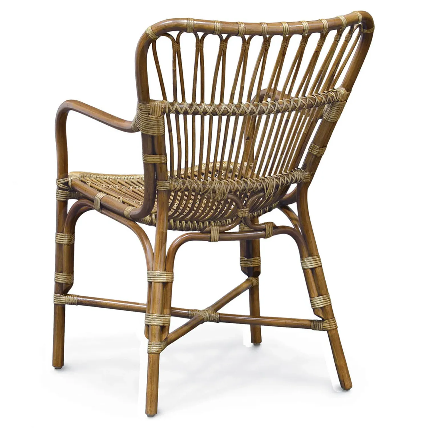 Palecek Pole Rattan Dining Arm Chair - Brown