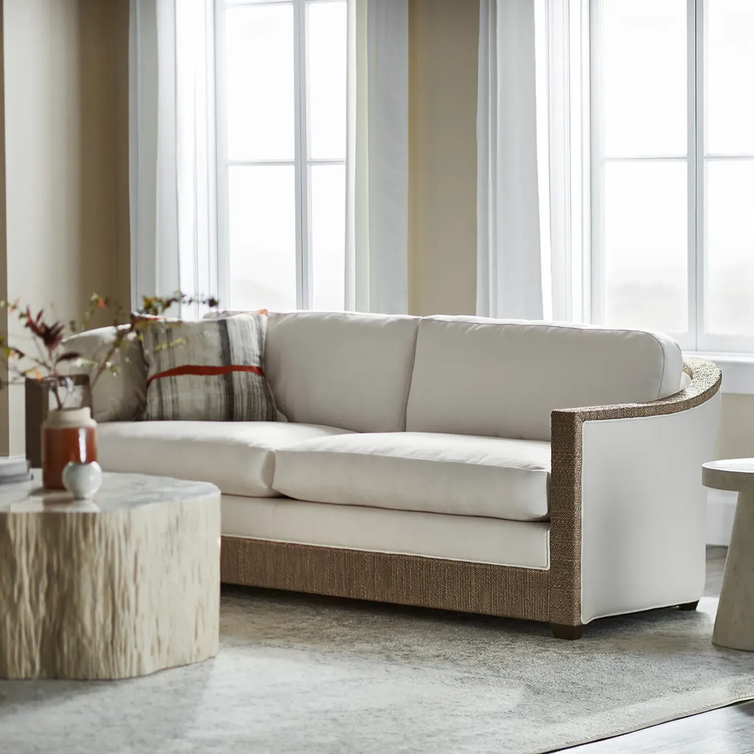 Pearson Rope Frame Sofa - White, Hardwood