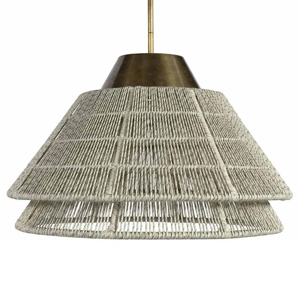 Pescadero Large Outdoor Pendant - Whitewash, Rope