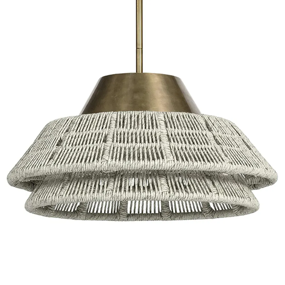 Pescadero Small Outdoor Pendant - Whitewash, Rope image